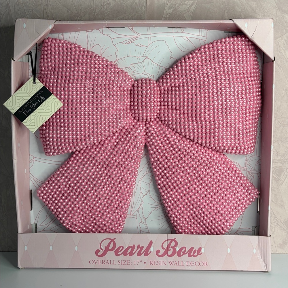 Viral HTF Large Pink Pearl Resin Decorative Bow Wall Art 17 inch